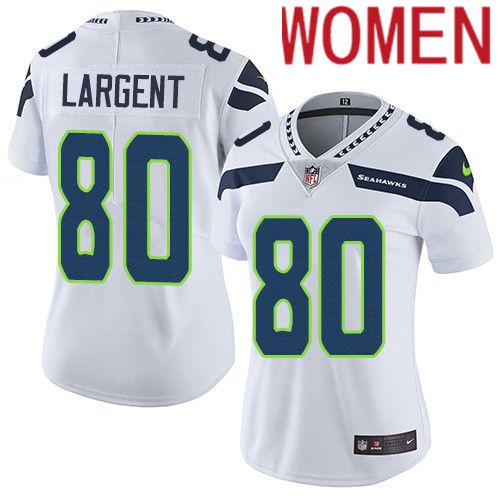 Women Seattle Seahawks 80 Steve Largent Nike White Vapor Limited NFL Jersey